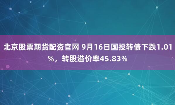 北京股票期货配资官网 9月16日国投转债下跌1.01%,转股溢价率45.83%