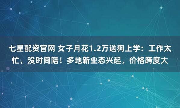 七星配资官网 女子月花1.2万送狗上学：工作太忙，没时间陪！多地新业态兴起，价格跨度大